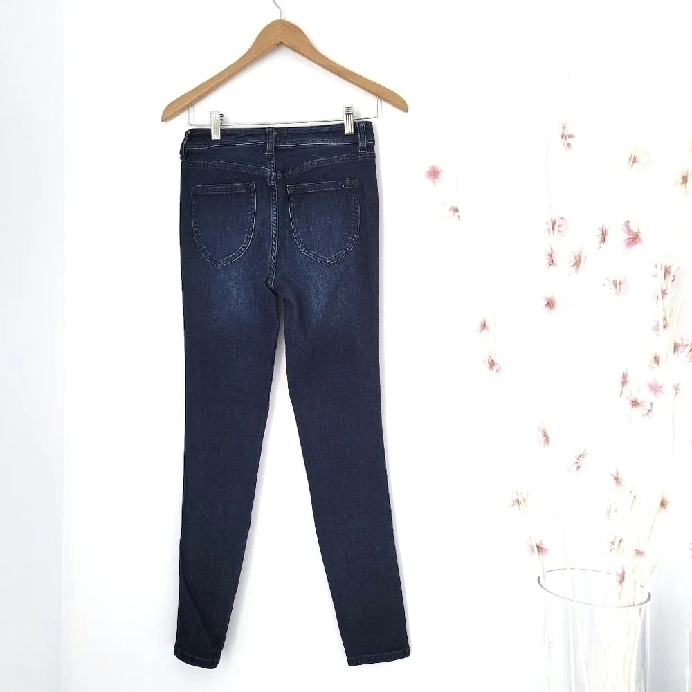 FREE PEOPLE Dark-washed Skinny Jeans
